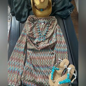 Southwestern scoop multicolor blouse